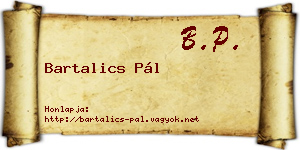 Bartalics Pál névjegykártya